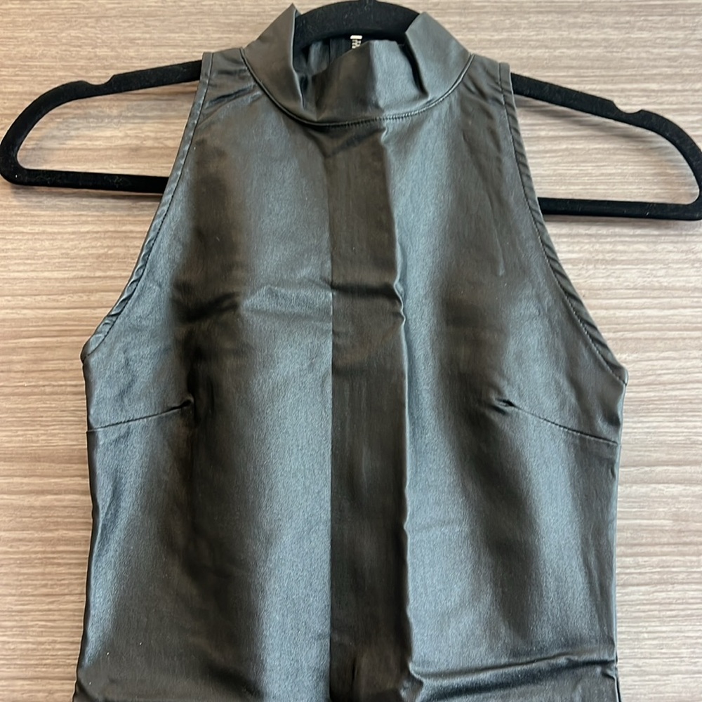 Olivaceous faux leather dress - NWT - Picture 3 of 5